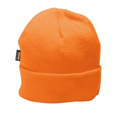 Zateplená pletená čiapka, oranžová