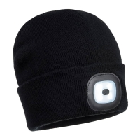 Rechargeable Twin LED Beanie Black