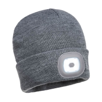 Rechargeable Twin LED Beanie Grey