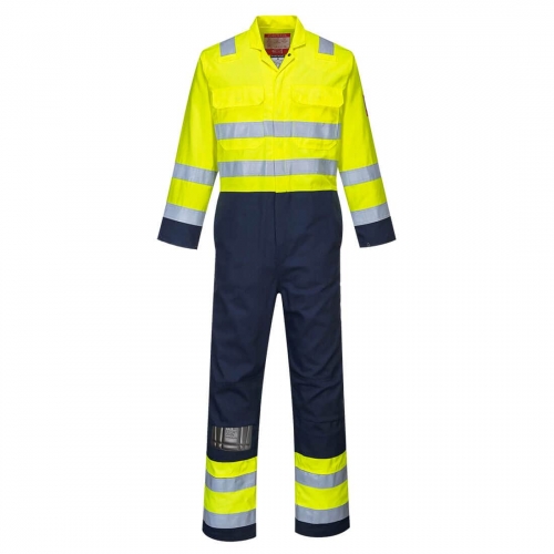 Bizflame Work Hi-Vis antistatická kombinéza žltá/tm.modrá