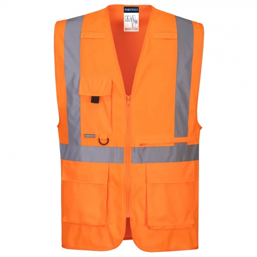 Hi-Vis Tablet Pocket Executive Vest  Orange