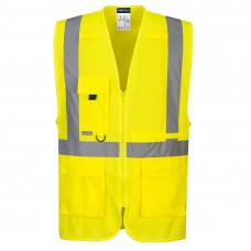 Hi-Vis executive vesta s vreckom na tablet žltá