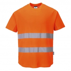 Hi-Vis Cotton Comfort Mesh Insert T-Shirt S/S  Orange