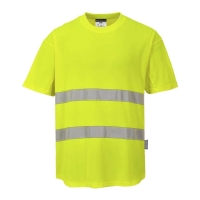 Bavlnené tričko Hi-Vis Comfort Mesh Insert S/S  žltá