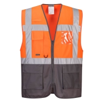 Warsaw Hi-Vis Contrast Executive Vest  Orange/Grey