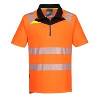 DX4 Hi-Vis Zip Polo Shirt S/S Orange/Black