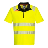 DX4 Hi-Vis Zip Polo Shirt S/S Yellow/Black