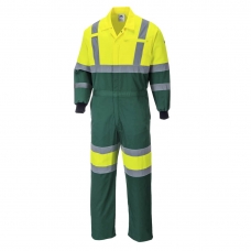 Hi-Vis X Back Contrast Coverall Yellow/Green