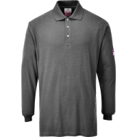 Flame Resistant Anti-Static Long Sleeve Polo Shirt Grey