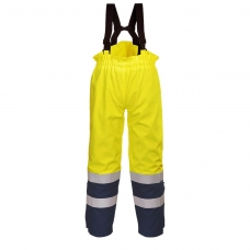 Nehorľavé nohavice na traky Bizflame Multi Arc Hi-Vis žlté/tmavo modré