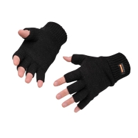 Bezprstové pletené Insulatex rukavice čierna