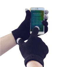 Pletené rukavice Touchscreen, tmavo modré