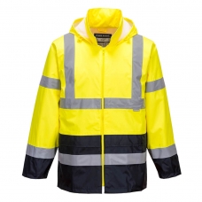 Hi-Vis Contrast Classic Rain Jacket  Yellow/Navy