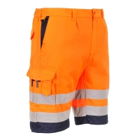 Hi-Vis Lightweight Polycotton Shorts Orange/Navy