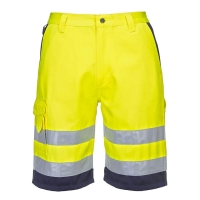 Hi-Vis Lightweight Polycotton Shorts Yellow/Navy