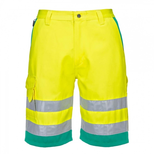 Hi-Vis Lightweight Polycotton Shorts Yellow/Teal