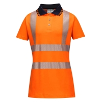 Hi-Vis Women's Cotton Comfort Pro Polo Shirt S/S  Orange/Black