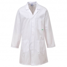 Antimikrobiálny laboratórny plášť biely