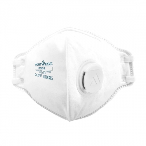 FFP3 Valved Dolomite Fold Flat Respirator (Pk20) White