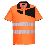 PW2 Hi-Vis Cotton Comfort Polo Shirt S/S  Orange/Black