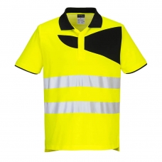 PW2 Hi-Vis Cotton Comfort Polo Shirt S/S  Yellow/Black