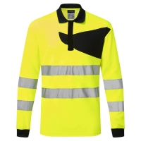 PW2 Hi-Vis Polo Shirt L/S Yellow/Black