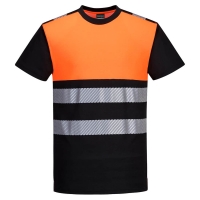 PW3 Hi-Vis Cotton Comfort Class 1 T-Shirt S/S  Black/Orange