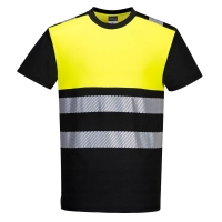 PW3 Hi-Vis Cotton Comfort Class 1 T-Shirt S/S  Black/Yellow