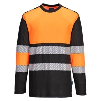 PW3 Hi-Vis Cotton Comfort Class 1 T-Shirt L/S  Orange/Black