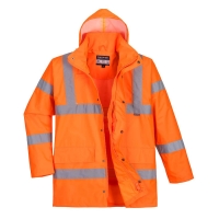 Hi-Vis priedušná interaktívna dopravná bunda do dažďa oranžová