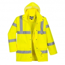 Hi-Vis priedušná interaktívna dopravná bunda do dažďa žltá