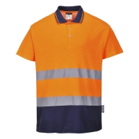 Hi-Vis Cotton Comfort Contrast Polo Shirt S/S  Orange/Navy