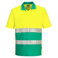Hi-Vis Lightweight Contrast Polo Shirt S/S  Yellow/Teal