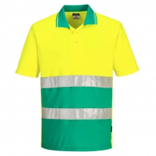 Hi-Vis Lightweight Contrast Polo Shirt S/S  Yellow/Teal