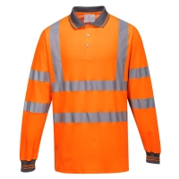 Bavlnené polo-tričko Hi-Vis Comfort L/S  oranžová