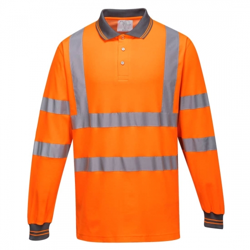 Hi-Vis Cotton Comfort Polo Shirt L/S  Orange