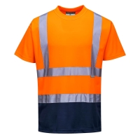 Hi-Vis Contrast T-Shirt S/S  Orange/Navy