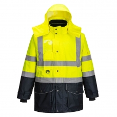 Hi-Vis Breathable 7-in-1 Contrast Traffic Jacket  Yellow/Navy