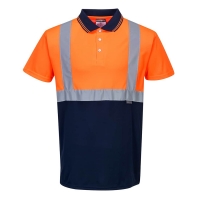 Hi-Vis Contrast Polo Shirt S/S  Orange/Navy