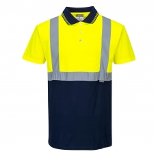 Hi-Vis Contrast Polo Shirt S/S  Yellow/Navy