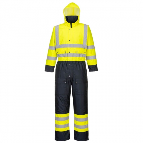 Hi-Vis Contrast Winter Coverall Yellow/Navy