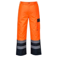 S686 - Hi-Vis Contrast Trouser - Lined Orange/Navy