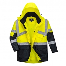 Hi-Vis Breathable Contrast Rain Jacket Yellow/Navy