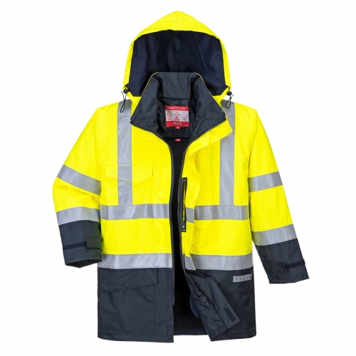 Nehorľavá vetrovka Bizflame Hi-Vis Multi-Protection žltá/tmavo modrá