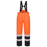 Nehorľavé nohavice na traky Bizflame Hi-Vis Multi-Protection oranžové/tmavo modré