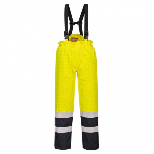 Nehorľavé nohavice na traky Bizflame Hi-Vis Multi-Protection žlté/tmavo modré