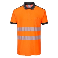 PW3 Hi-Vis Cotton Comfort Polo Shirt S/S  Orange/Black