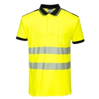 PW3 Hi-Vis Cotton Comfort Polo Shirt S/S  Yellow/Black