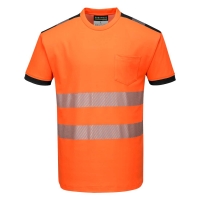 PW3 Hi-Vis Cotton Comfort T-Shirt S/S  Orange/Black