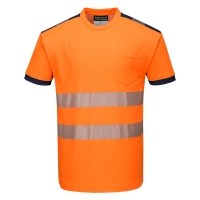 PW3 Hi-Vis Cotton Comfort T-Shirt S/S  Orange/Navy